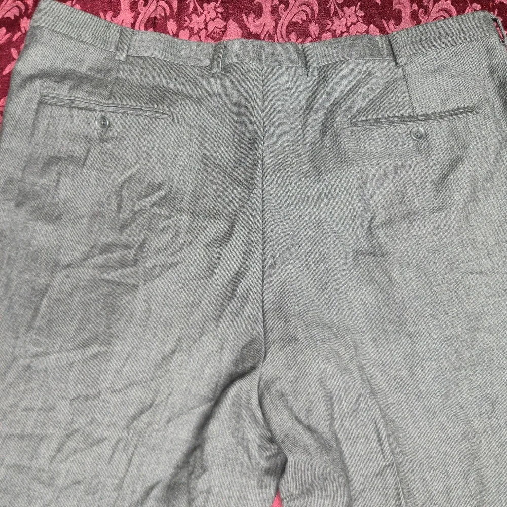 Burberry London Mens Dress Pants 42 Reg Grey‎ Check Pleated Wool Trousers